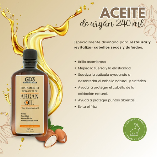 Tratamiento Para El Cabello - Aceite De Argán Gd3 240 Ml