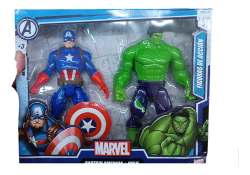 Muñeco Capitan America Hulk X2 Articulado 23cm Marvel 54493