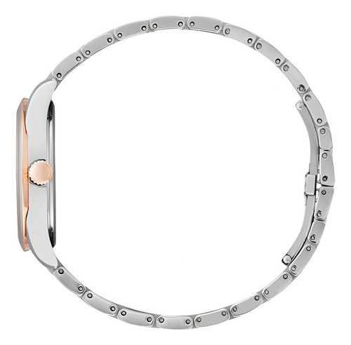 Reloj Citizen Arezzo Two-tone Original Mujer Color De La Correa Oro Rosa/plateado Color Del Fondo Celeste