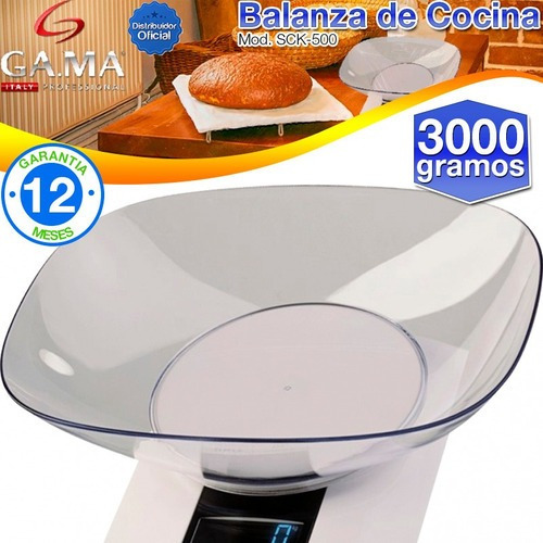 Imagen 2 de 3 de Balanza De Cocina Digital Gama Sck-500 Con Bowl Max: 3kg