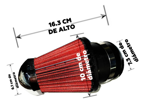 Filtro De Aire De Alto Flujo Con Angulo Rojo 16 Cm