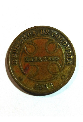 Moneda De Colombia Lazareto 50 Centavos 1920 Mbc