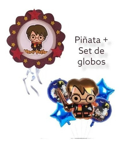 Piñata Harry Potter + Set De Globos De 5 Piezas