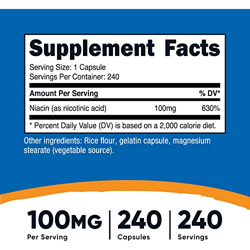 Niacina Nutricost (vitamina B3) 100mg, 240 Cápsulas - C3zhd