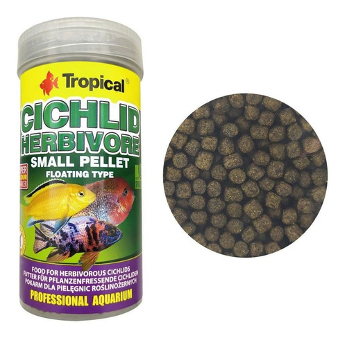 Ração Cichlid Herbivore Small Pellet 90g Tropical