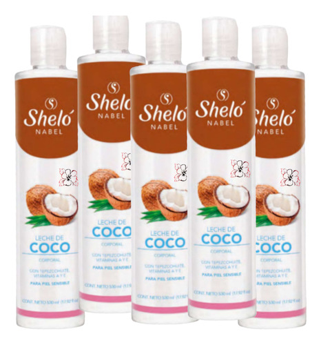 Leche De Coco Corporal Shelo Nabel® 530ml. 5 Piezas