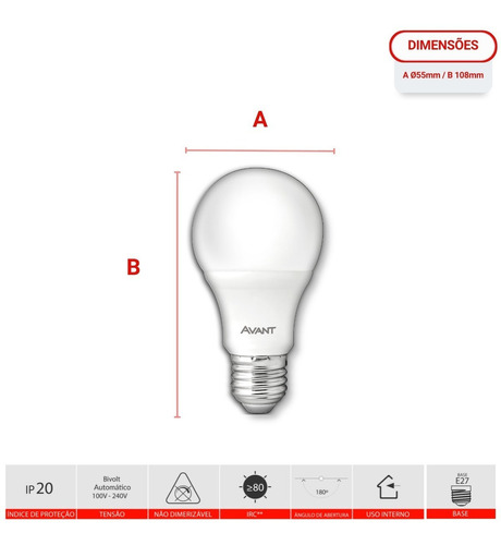 Kit 10 Lâmpada Led 4,8w Bulbo E27 6500k Branco Frio Cor da luz Branco-frio 110V/220V