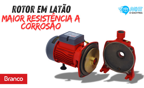 Bomba D'agua Centrifuga Branco 1,0cv Bivolt Rotor Em Latão