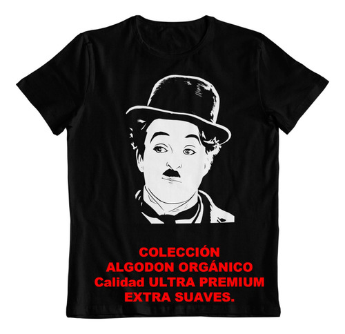 Polera - Dtf - Algodon Organico - Cine Mudo Charles Chaplin