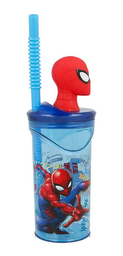 Imagen 4 de 5 de Vaso Spiderman Hombre Araña Figura 3d Sorbete Cresko Marvel