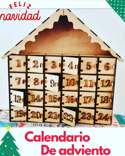 Calendario De Adviento En Fibro Facil De 50 X 45 Cm Navidad