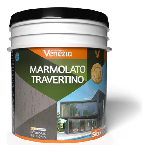 Tarro De Texturados Venezia Marmolato Travertino De 25 Kg.