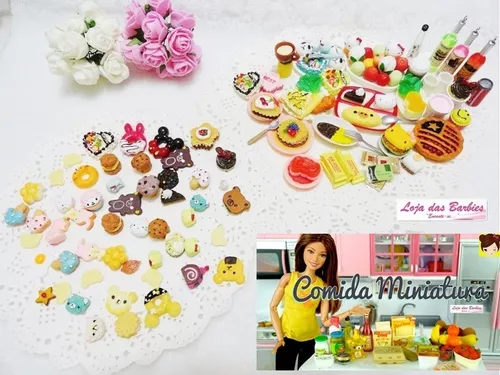 Kit Acessórios De Cozinha Para Boneca Barbie 33 Peças Miniaturas Jogo Pratos Cumbucas Tigelas Bandejas Comida Rement