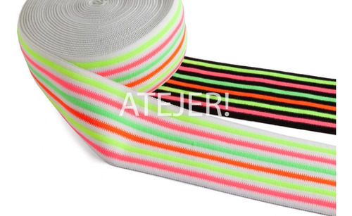 Imagen 4 de 4 de Elástico Rayado Fluo Fb I21 De 75mm X 20 Mts Ideal Cotillón