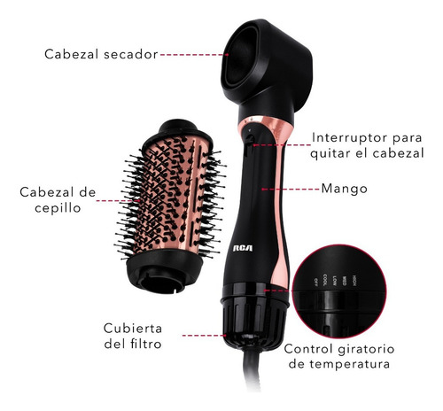 Rca Cepillo Secador 2 En 1 Rc-p52