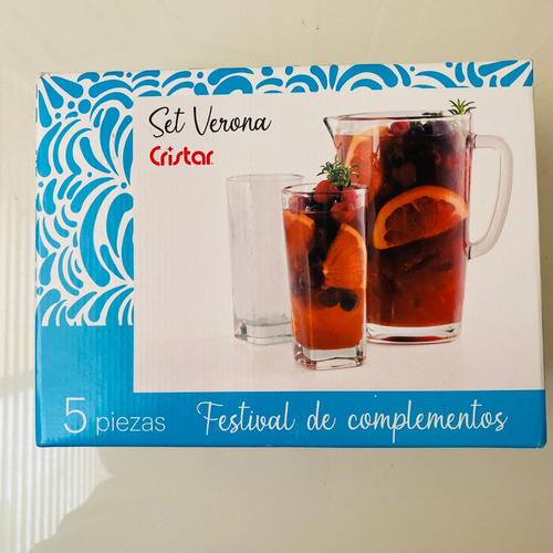 Jarra Y Vasos De Vidrio Set De 5 Piezas