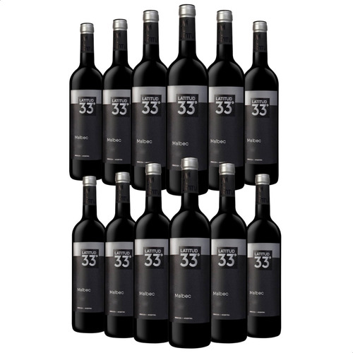 Vino Tinto Latitud 33 Malbec - Pack X12 Botellas 01mercado