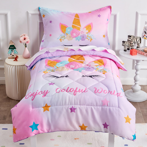 Wowelife Juego De Ropa De Cama De Unicornio De 4 Piezas Para