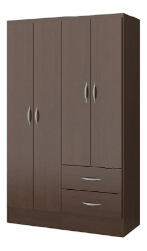 Ropero 4 Puertas 105cm En Caja Armario Dormitorio Calidad Color Marrón oscuro