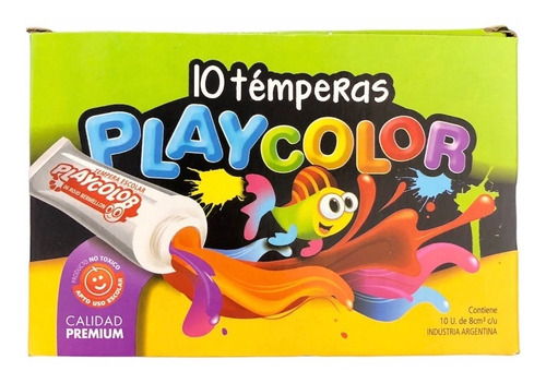 10 Témperas Playcolor Surtidas X 5 Unidades