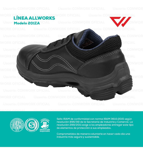 Imagen 7 de 10 de Zapato De Seguridad Conwork Línea Allworks 201za
