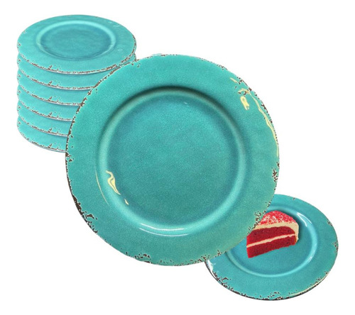 Kit 12 Pratos Sobremesa Melamina Dura Vida Toda Resistente