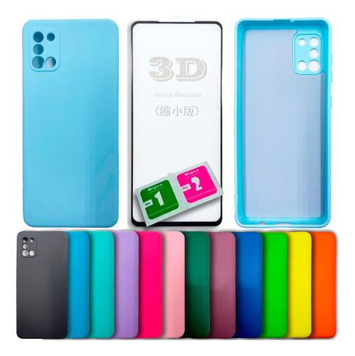 Kit Película 3d + Capa Silicone Veludo P/ Galaxy A31 4g