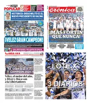 Comprar Vélez Campeón Liga 2024 X 3 Diarios: Crónica + Popu + Clarín