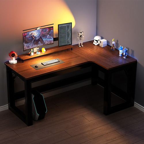Escritorio Estudio Minimalista Madera Nogal Oscura L Derecha Black Walnut