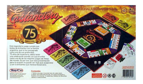 Imagen 2 de 3 de Estanciero 75 Aniversario Juego De Mesa Toyco 16018