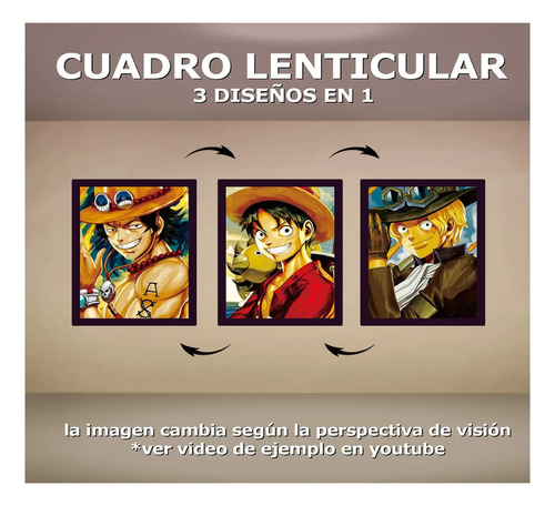 Cuadro 3d Lenticular Luffy , Ace Y Sabo Hermanos