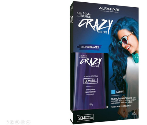 Kit Tintura Alfaparf  Alta moda é creative Crazy colors tom ice blue para cabelo