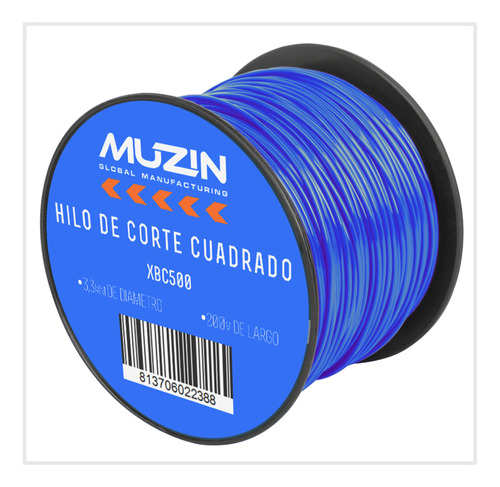 Hilo De Corte Cuadrado Para Desmalezadora Muzin 3.3mm 200mts