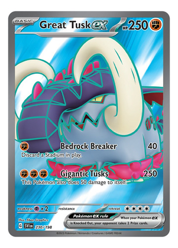 Cartas Pokemon Great Tusk Ex 230/198 Full Art Secret Svi (Usado)