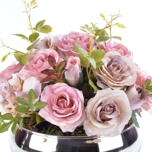 Arranjo De Rosas Artificiais Em Vaso Rose Gold Carol | Frete grátis