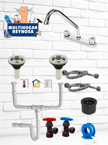 Kit Para Instalación De Fregadero Con Doble Tarja Mangueras