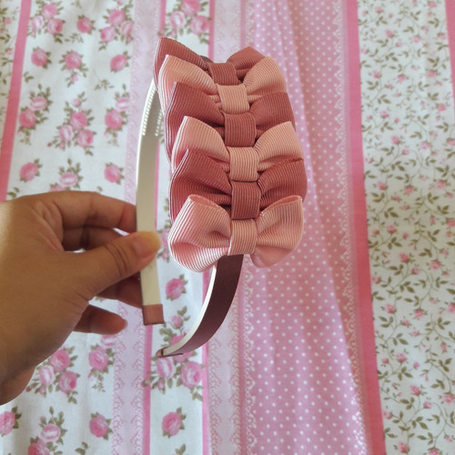 Tiara De Menina Infantil Arco De Cabelo 6 Laços Em 1 Rosé | Parcelamento  sem juros