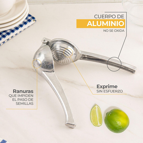 Exprimidor Grande De Limones Classic Color Plata, Hecho De