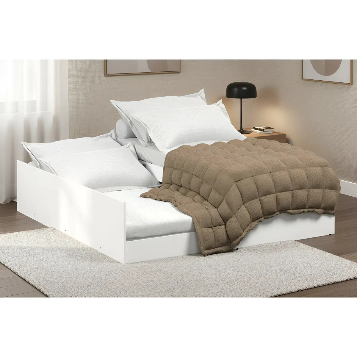Cama Matrix 3 Em 1 Quarto Solteiro Com Auxiliar E Casal Cor Branco