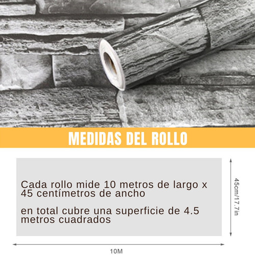 Imagen 4 de 10 de Papel Tapiz Auto-adherible 10mx45cm Piedra Laja Cantera Tp05