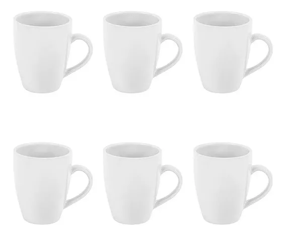 Set X6 Taza Jarro Mug 350ml Ceramica Blanco