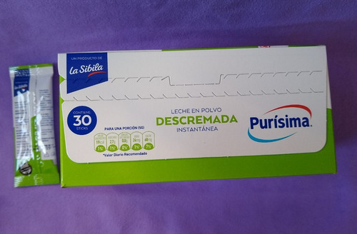 Imagen 5 de 5 de Leche En Polvo Descremada X 30 Sobres De 5 G.
