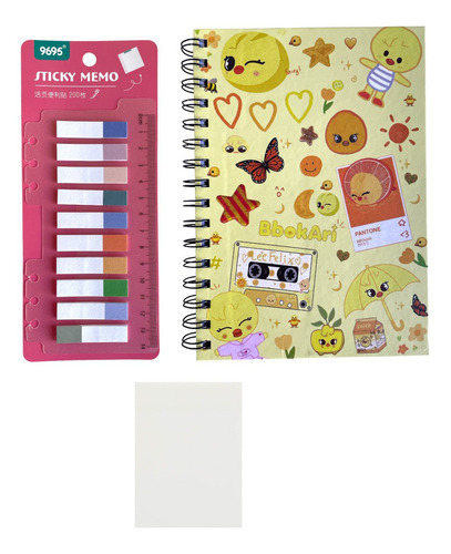 Pack Libreta Cuaderno Skzoo Post It Transparente Regla 