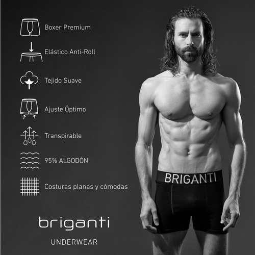 Imagen 10 de 10 de Boxer Hombre Algodon Briganti Calzoncillos Pack X3 Hxim09531