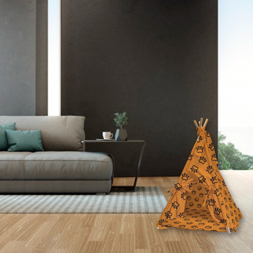 Tipi Para Perro Gato Casa Con Cama Colchoneta Mascota 80cm Color Naranja