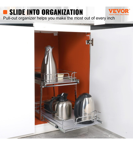 Organizador De Gabinete Vevor Extraíble 2 Niveles 12.7x21 Pu 12.7 Pulgadas De Ancho X 21 Pulgadas De Profundidad X 3.1 Pulgadas De Alto Y 11.8 Pulgadas De Ancho X 20.3 Pulgadas De Profundidad X 3.1 Pulgadas De Alto