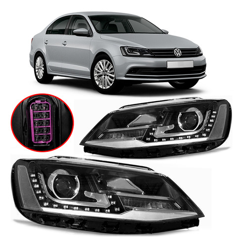 Par Farol Dianteiro Com Led Vw Jetta 2011 2012 2013 2014 15