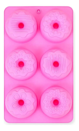 Molde De Silicona Para Donas 6 Cavidades Repostería Multicolor