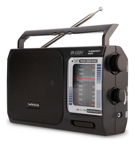 Radio Portatil Am Fm A Pilas Y Electrica Winco W-1231 Manija