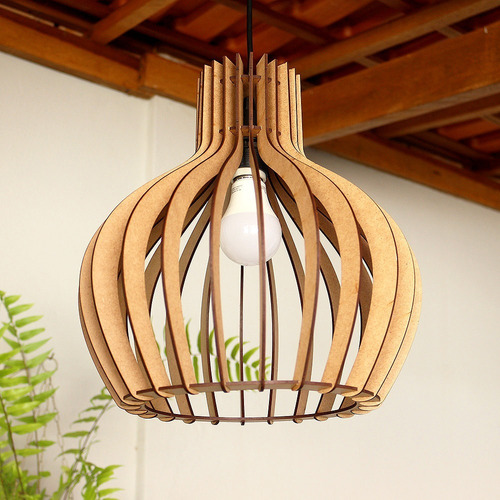 Imagem 2 de 6 de Luminaria Pendente Teto Mdf